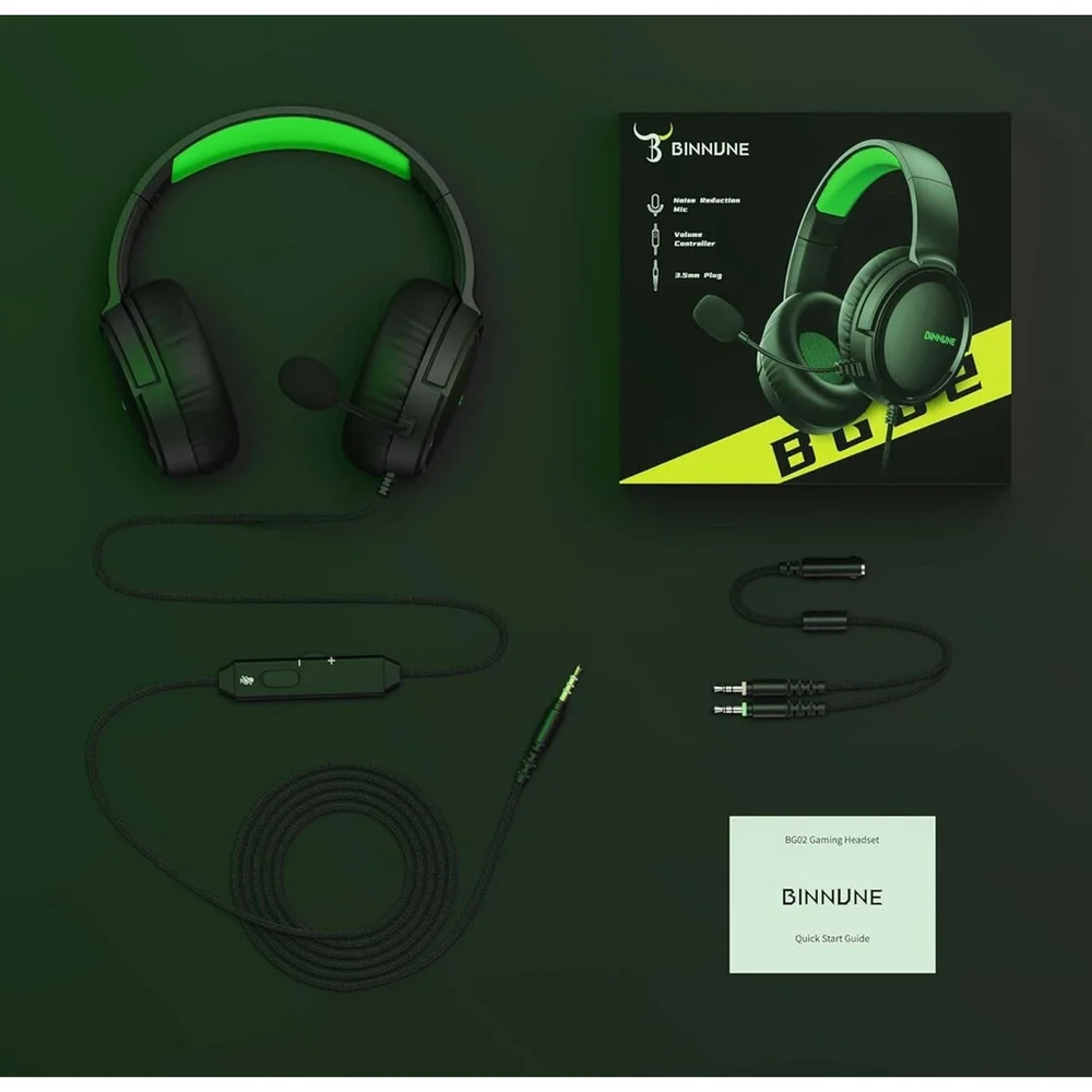 Binnune Gaming Headset for Xbox Series, PS4/5, Switch &PC W/3.5mm •BG02•New
